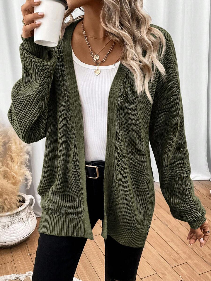 Amelie | Open Front Pointelle Knit Cardigan, Oversized Everyday Layer