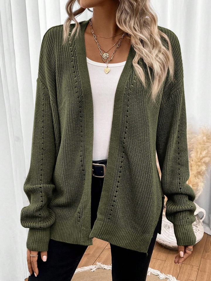 Amelie | Open Front Pointelle Knit Cardigan, Oversized Everyday Layer
