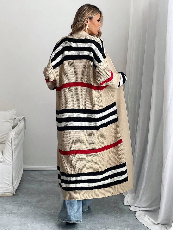 Alina | Colorblock Striped Longline Cardigan, Western Style Midi Layer