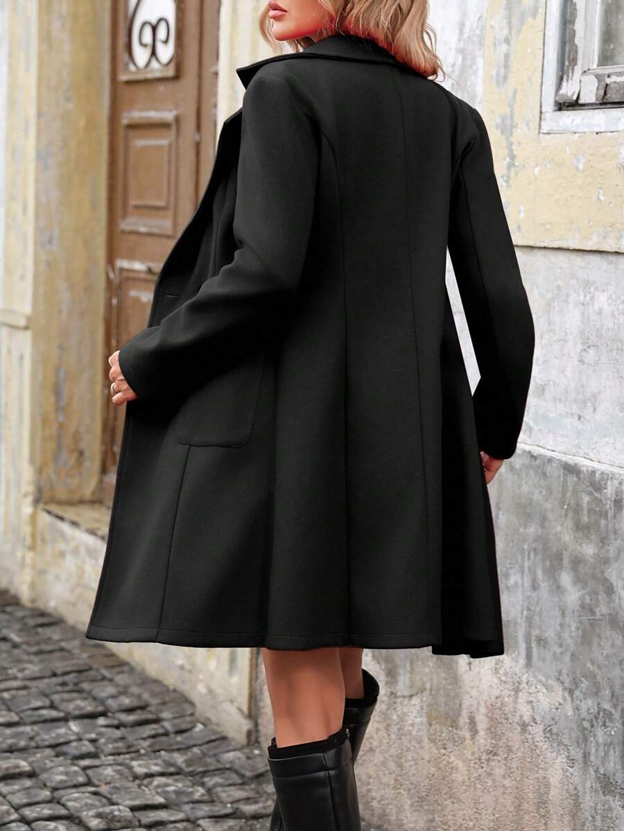 Andrea | Double-Breasted Notched Lapel Midi Coat, Elegant Office Layer