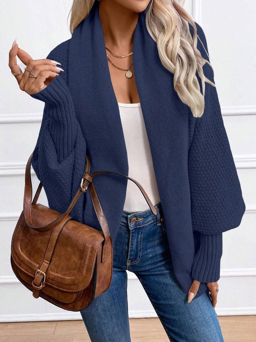 Annika | Shawl Collar Batwing Sleeve Cardigan, Cozy Open Front Layer