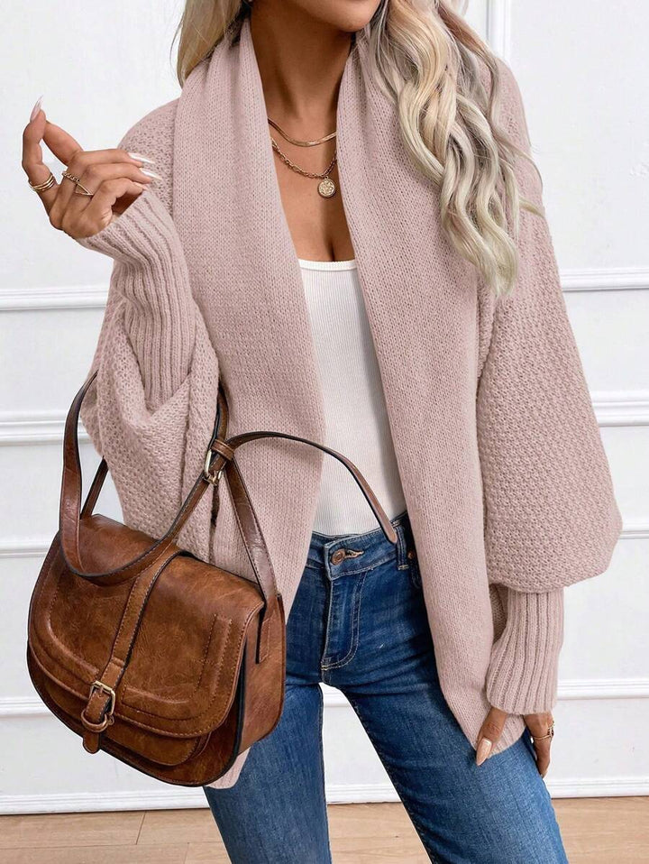 Annika | Shawl Collar Batwing Sleeve Cardigan, Cozy Open Front Layer