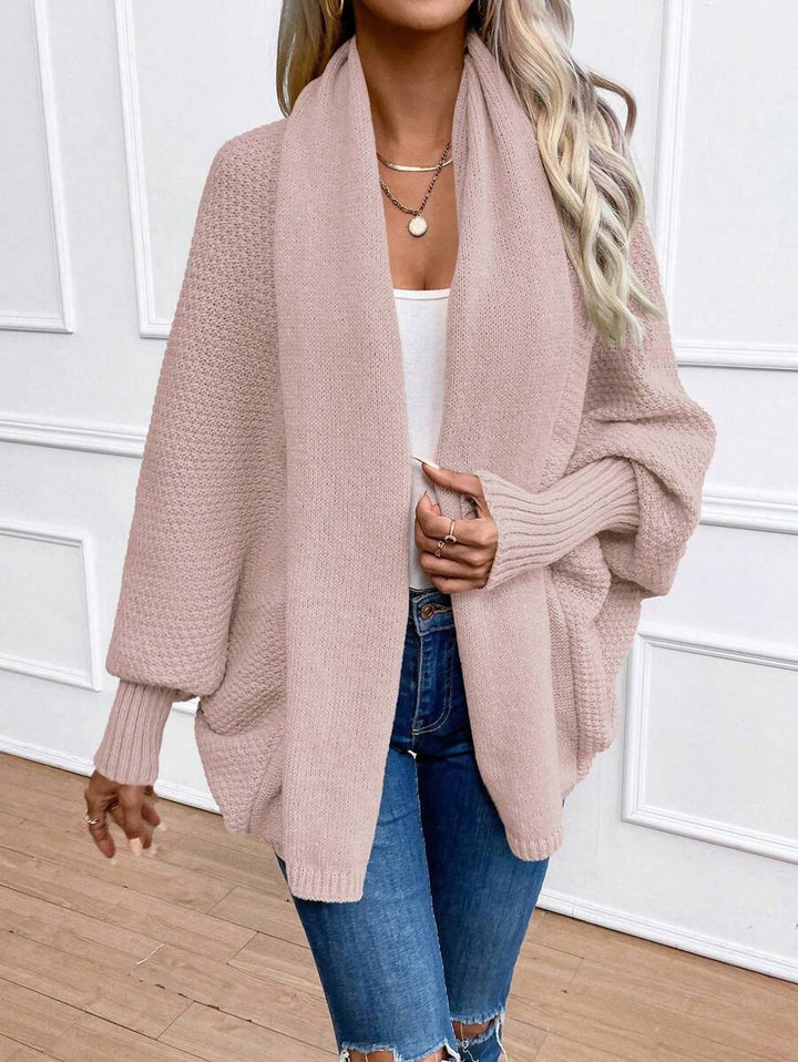 Annika | Shawl Collar Batwing Sleeve Cardigan, Cozy Open Front Layer