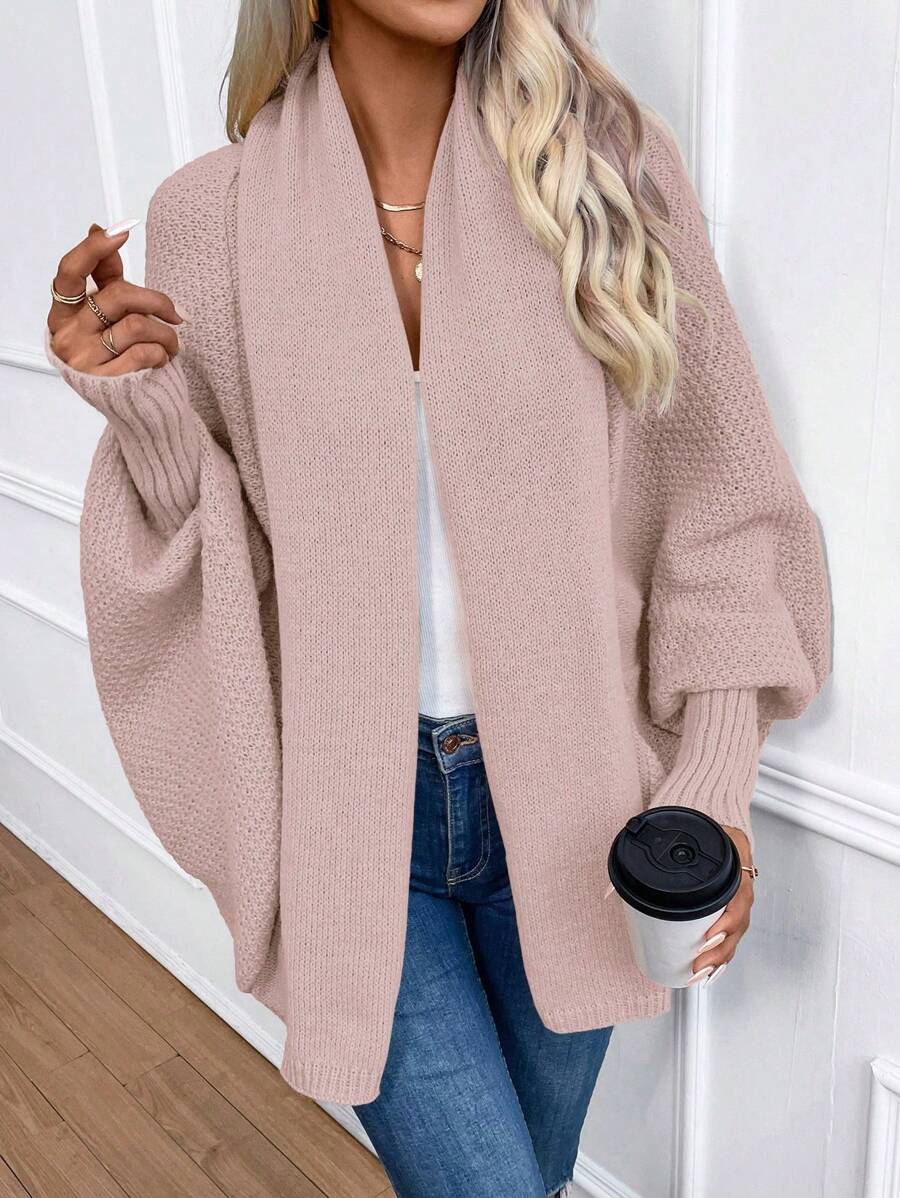 Annika | Shawl Collar Batwing Sleeve Cardigan, Cozy Open Front Layer