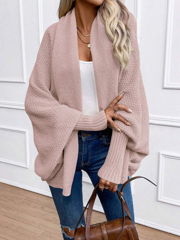 Annika | Shawl Collar Batwing Sleeve Cardigan, Cozy Open Front Layer