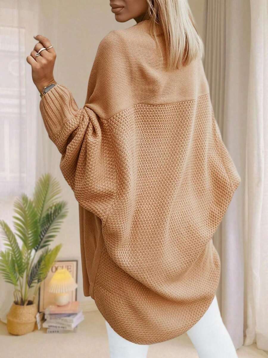 Alondra | Oversized Batwing Sleeve Cardigan, Open Front Longline Sweater