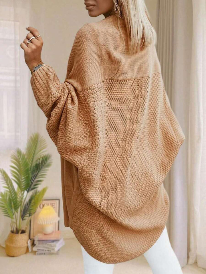 Alondra | Oversized Batwing Sleeve Cardigan, Open Front Longline Sweater