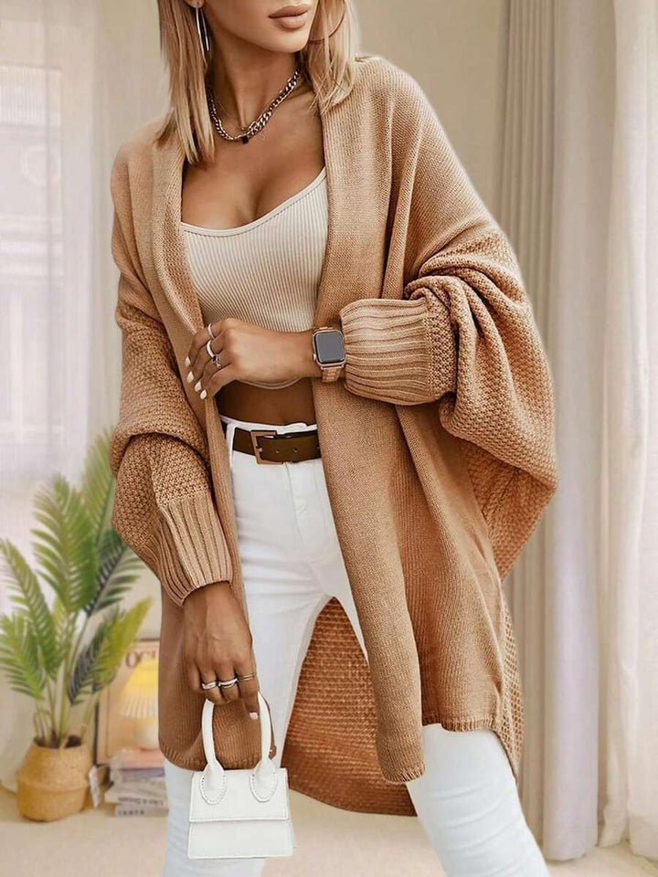 Alondra | Oversized Batwing Sleeve Cardigan, Open Front Longline Sweater
