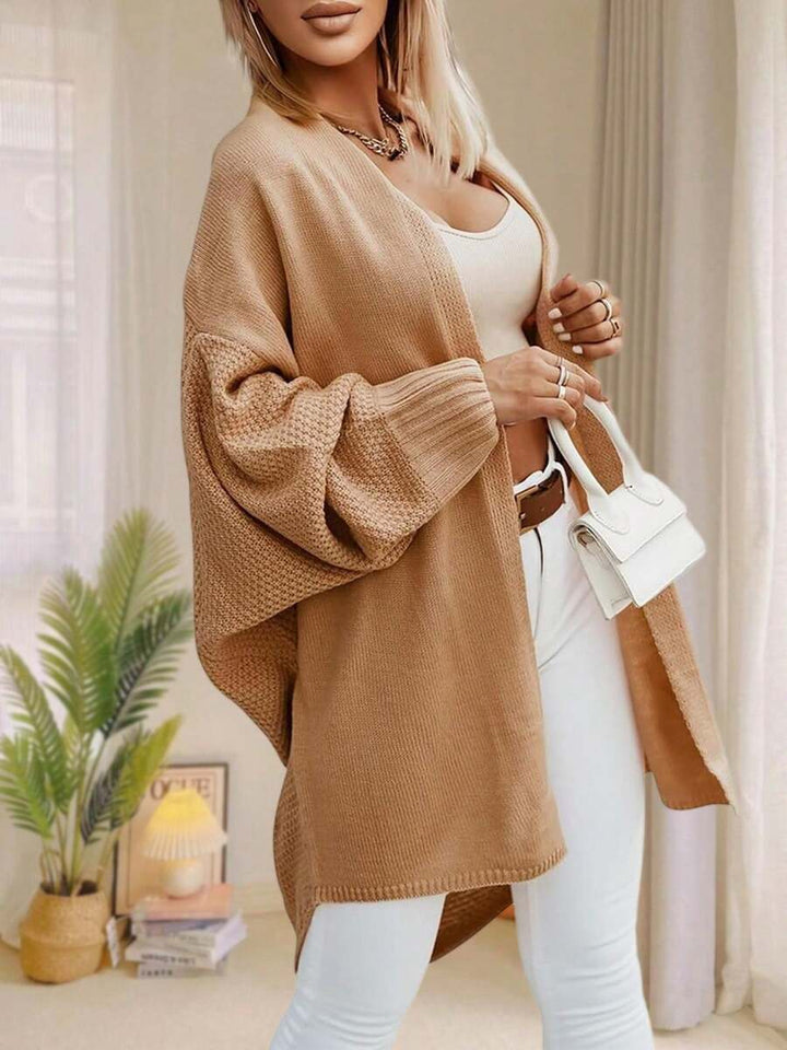 Alondra | Oversized Batwing Sleeve Cardigan, Open Front Longline Sweater