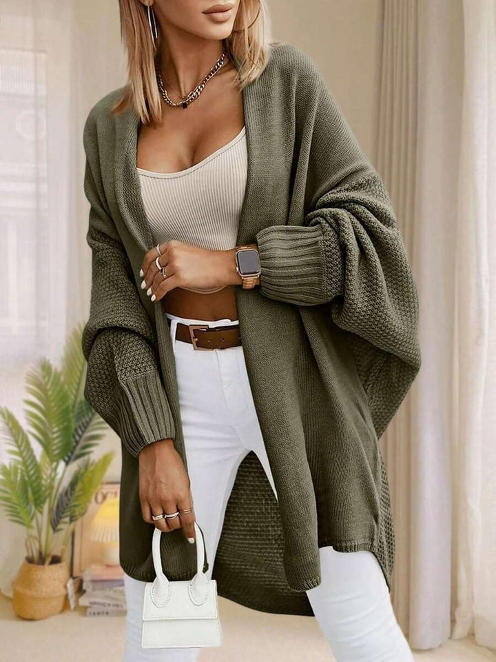 Alondra | Oversized Batwing Sleeve Cardigan, Open Front Longline Sweater