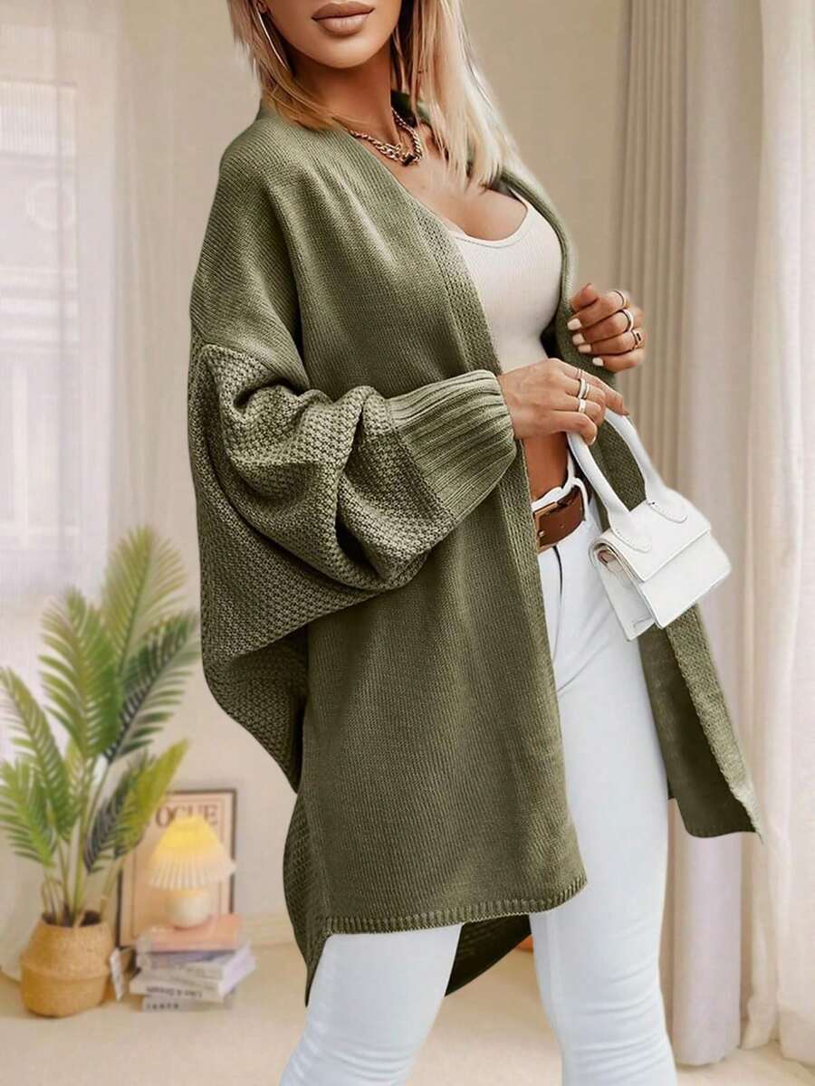 Alondra | Oversized Batwing Sleeve Cardigan, Open Front Longline Sweater
