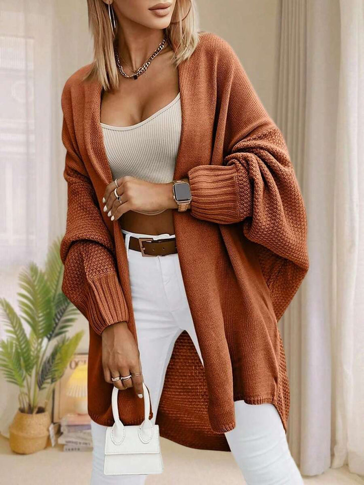 Alondra | Oversized Batwing Sleeve Cardigan, Open Front Longline Sweater