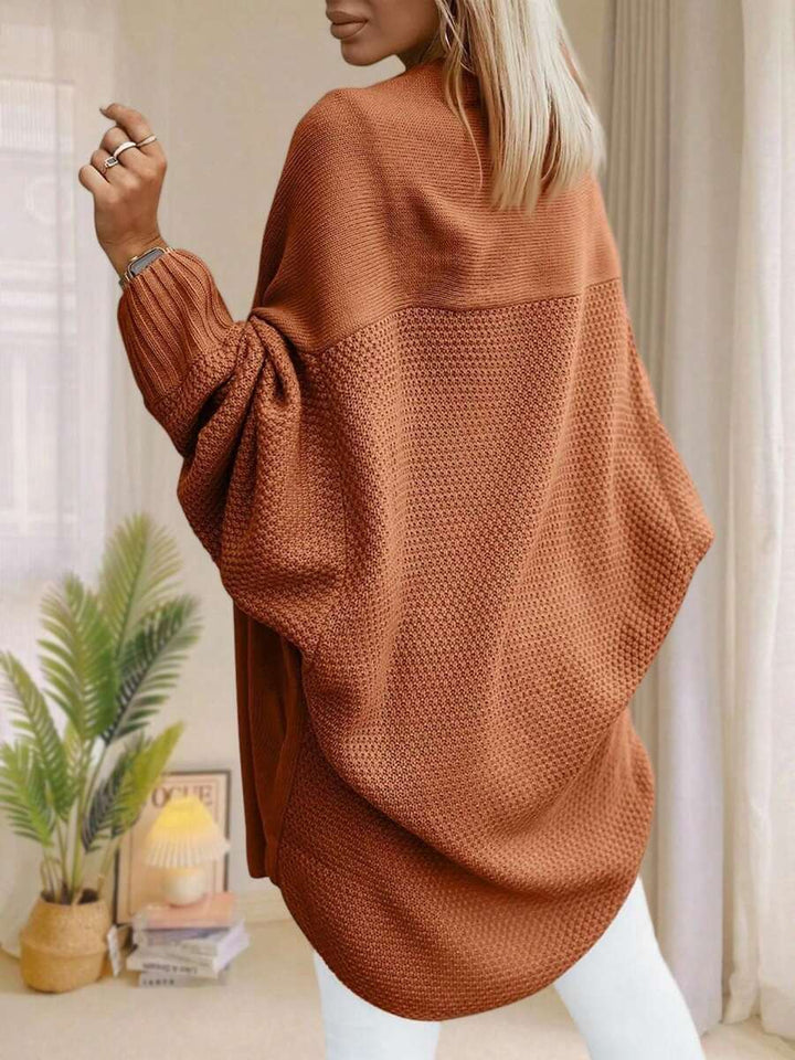Alondra | Oversized Batwing Sleeve Cardigan, Open Front Longline Sweater