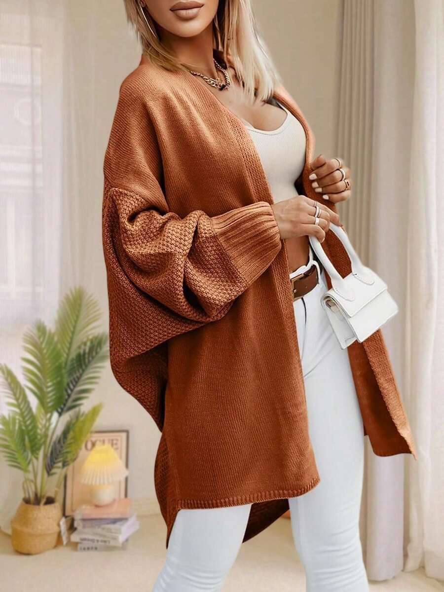 Alondra | Oversized Batwing Sleeve Cardigan, Open Front Longline Sweater