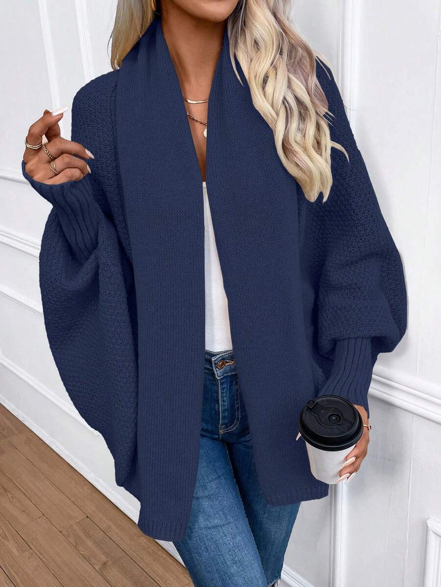 Annika | Shawl Collar Batwing Sleeve Cardigan, Cozy Open Front Layer