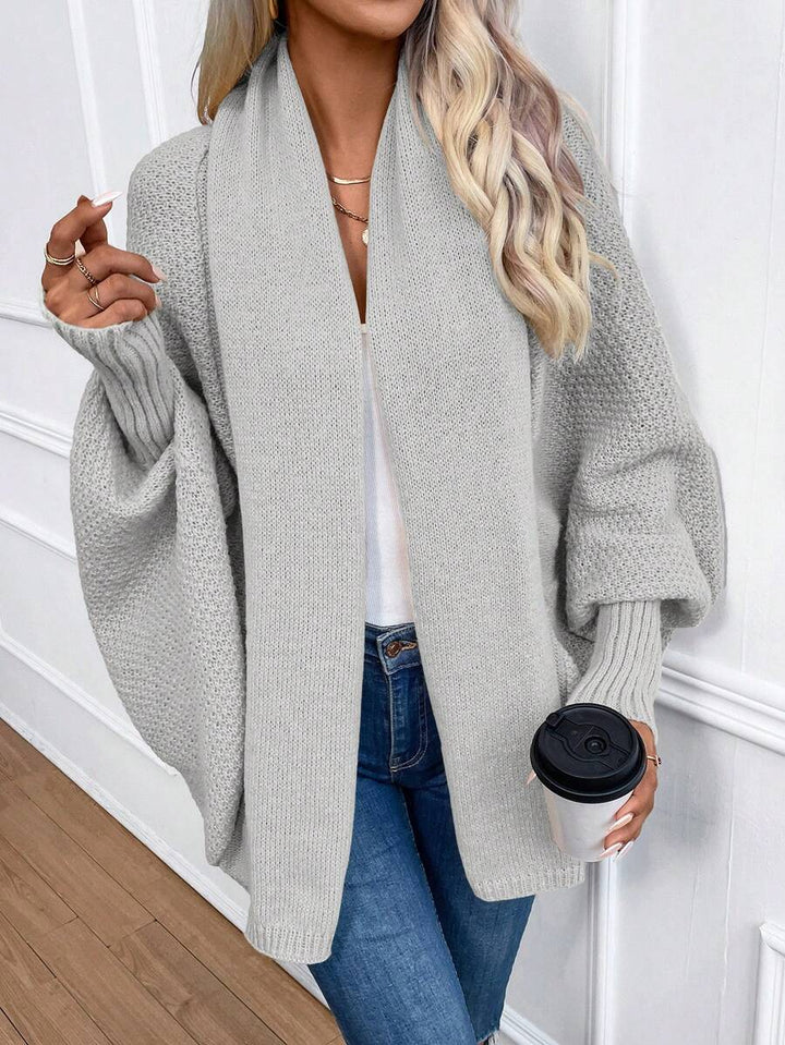 Annika | Shawl Collar Batwing Sleeve Cardigan, Cozy Open Front Layer