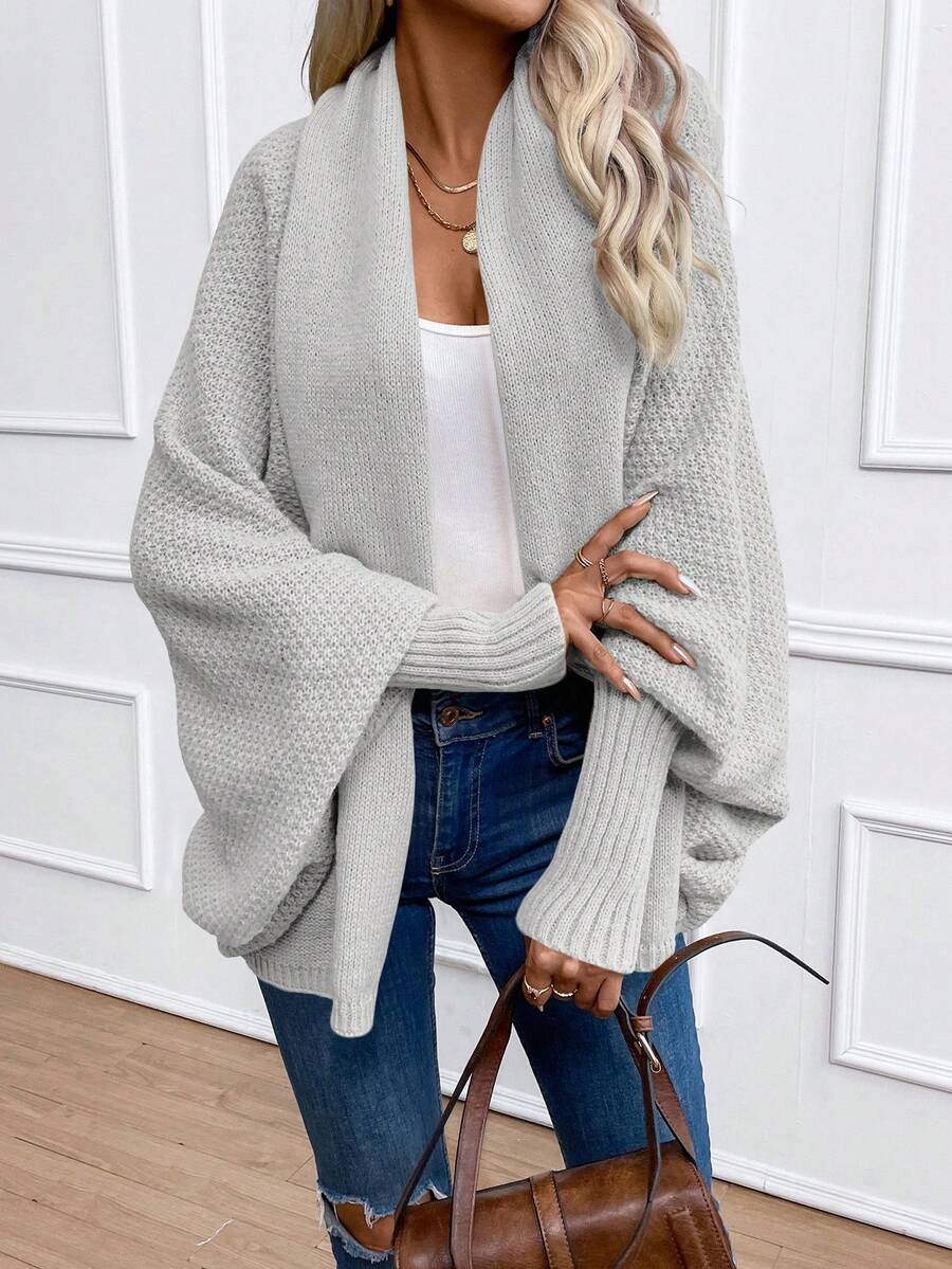 Annika | Shawl Collar Batwing Sleeve Cardigan, Cozy Open Front Layer
