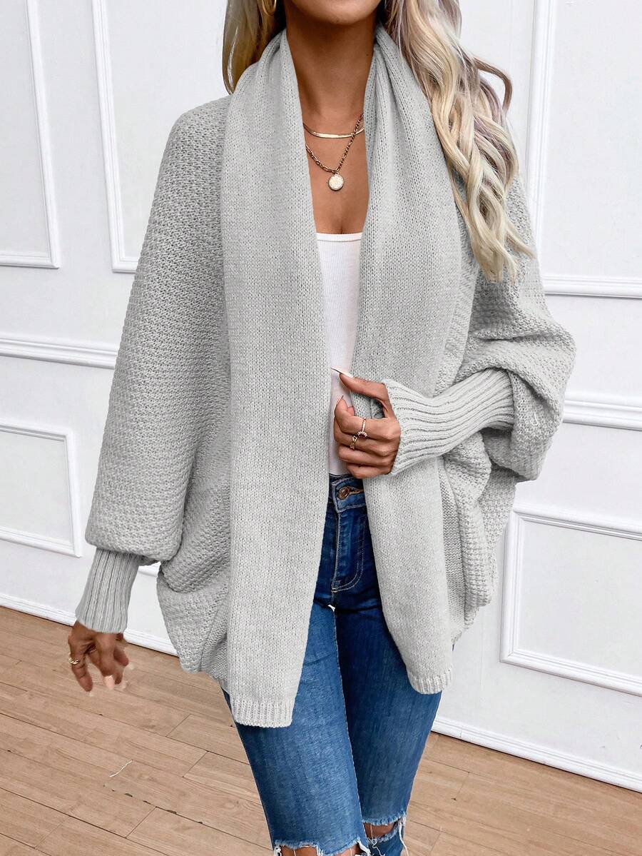 Annika | Shawl Collar Batwing Sleeve Cardigan, Cozy Open Front Layer