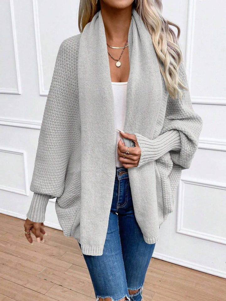 Annika | Shawl Collar Batwing Sleeve Cardigan, Cozy Open Front Layer