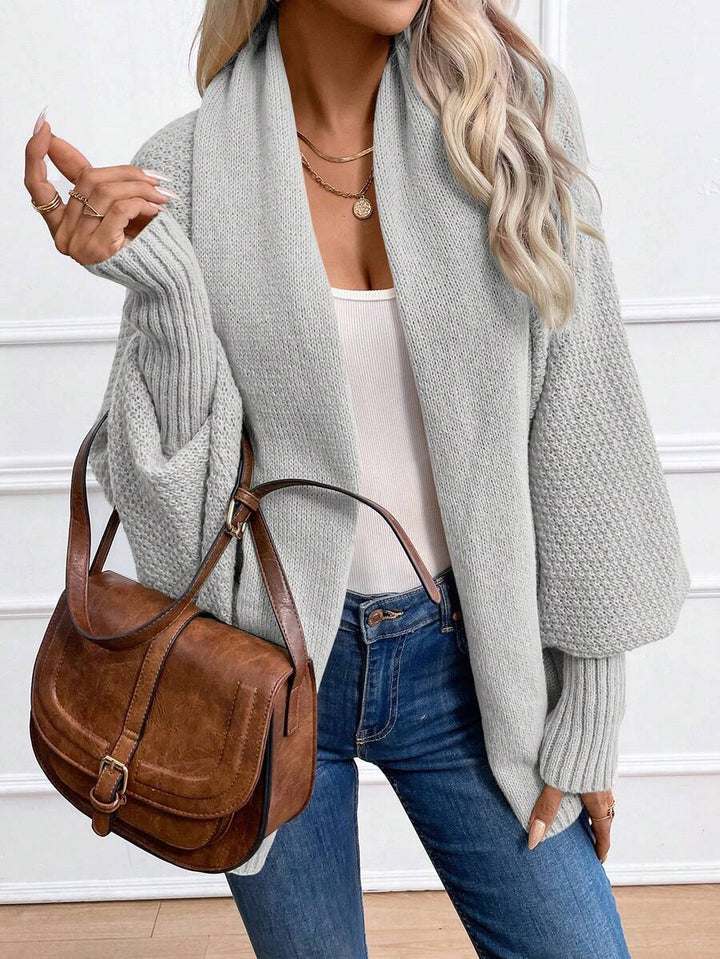 Annika | Shawl Collar Batwing Sleeve Cardigan, Cozy Open Front Layer