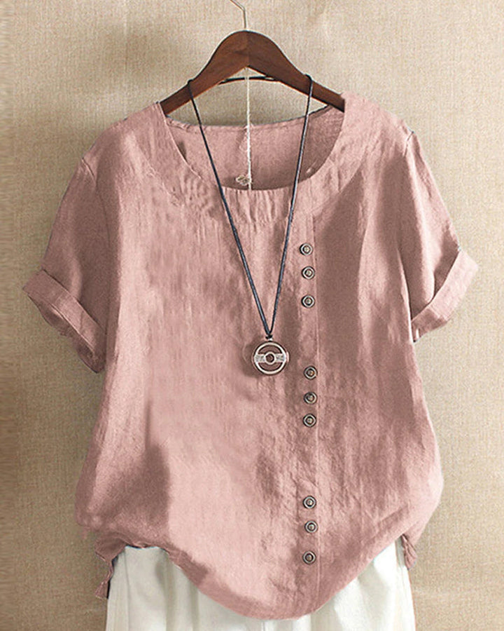 Beatrice | Women Button Detail Casual Short Sleeve Blouse