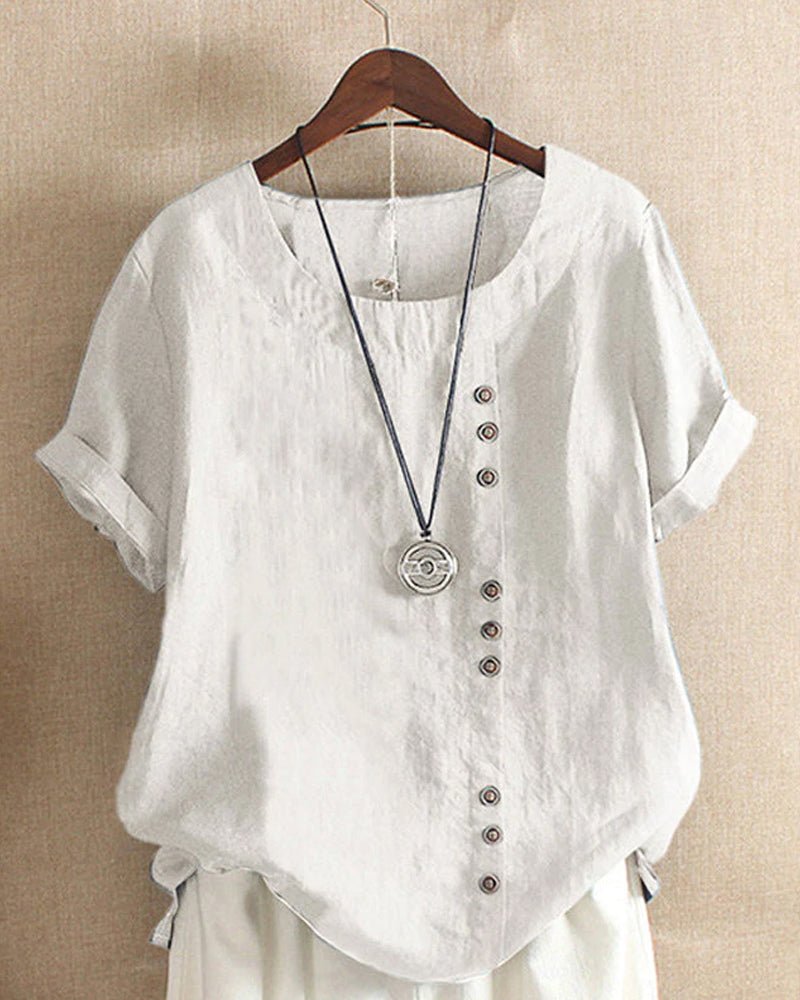 Ella | Women’s Casual Button Detail Linen Blouse