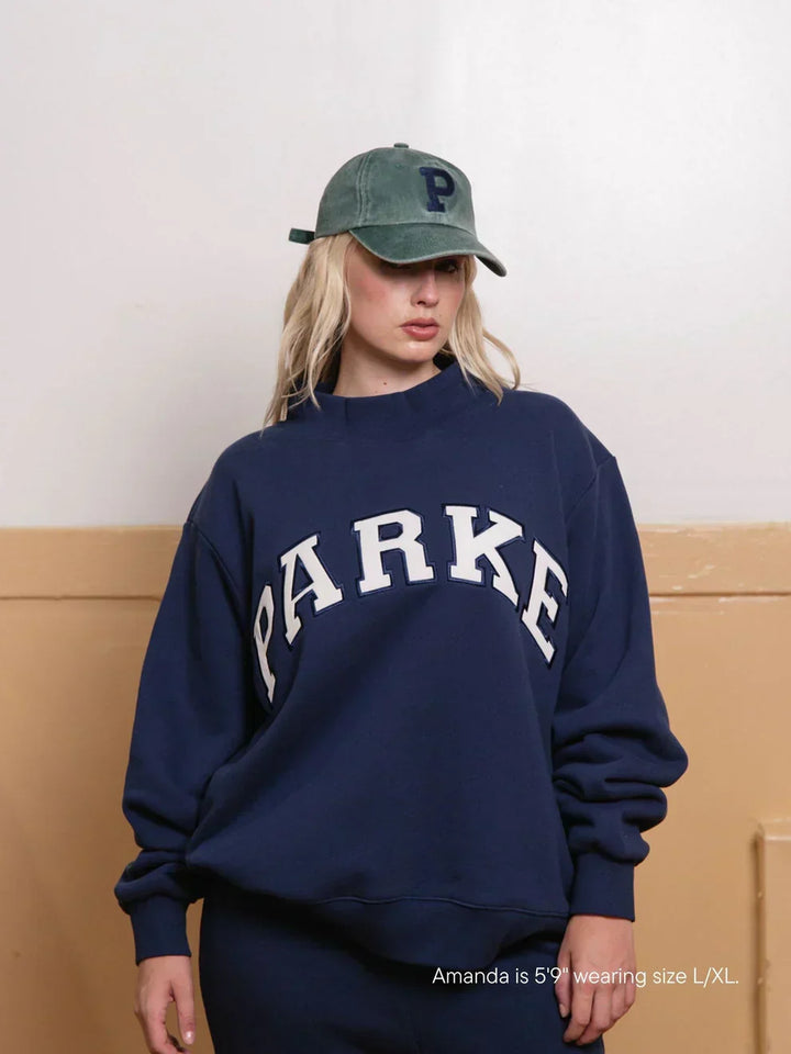Varsity Mockneck Navy with White Letters