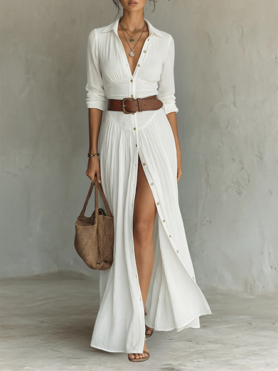 Pamela Long Maxi Dress in white