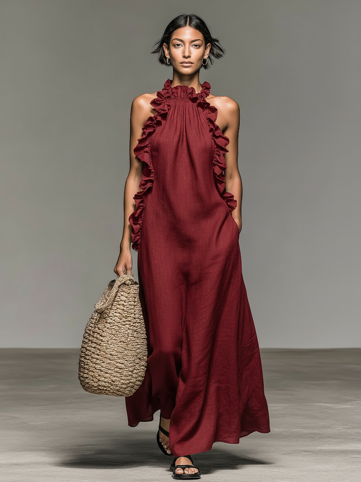 Women's Minimalist Linen-blend Sleeveless Maxi Dress