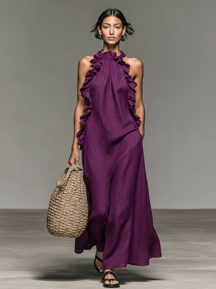 Women's Minimalist Linen-blend Sleeveless Maxi Dress