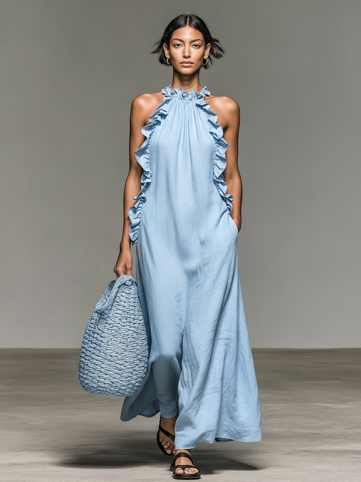 Women's Minimalist Linen-blend Sleeveless Maxi Dress